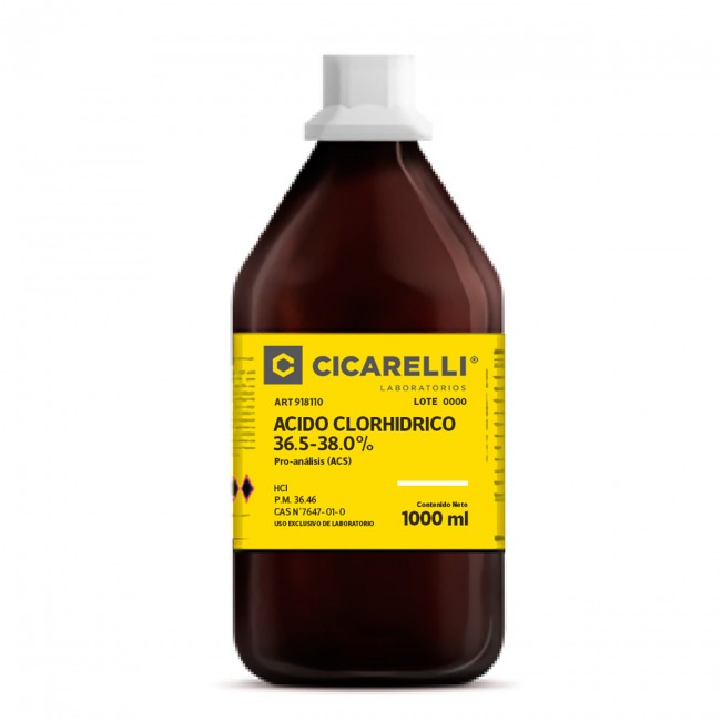ACIDO CLORHIDRICO P.A. ACS 36-38% LT SEDRONAR